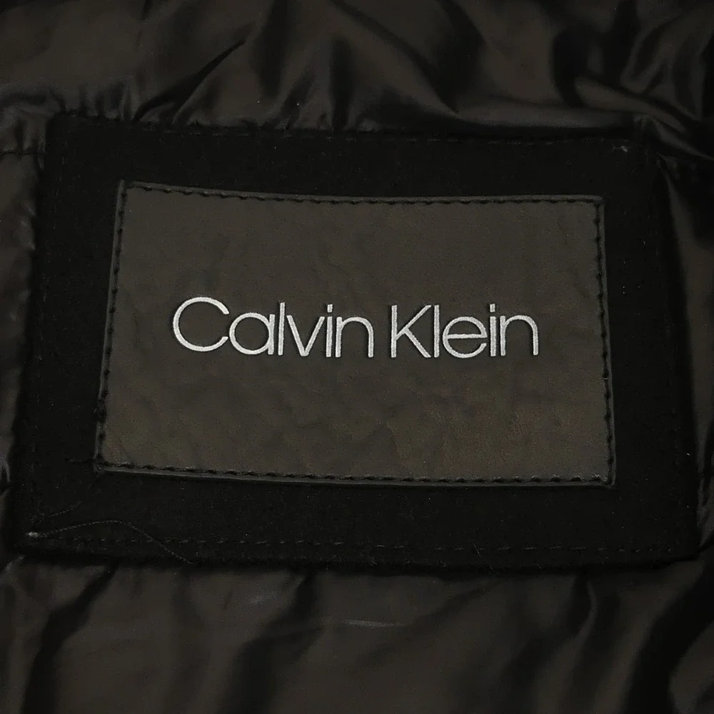 Calvin Klein Jacket‎ Mens Small Black Full Zip Wool Blend Quilted Lined Classic